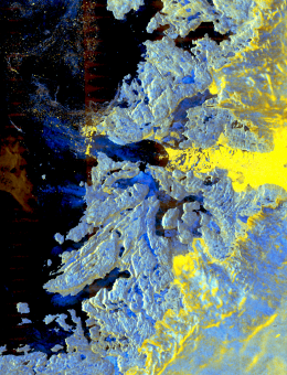 image satellitaire de glaciers